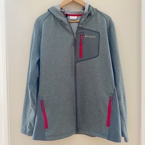 Columbia Sportswear Gray Red Hood full zip pocket jacket